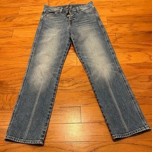 Lucky Brand Candiani Jeans high rise, button fly, straight leg, ankle length.